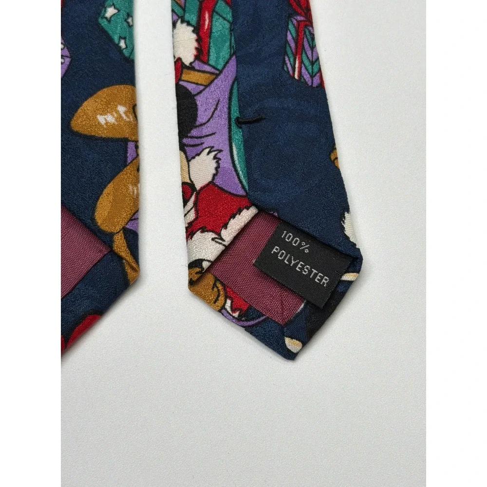 Mickey Unlimited Disney Christmas Tie Mickey Minnie Pluto Holiday‎ Navy Blue 90s